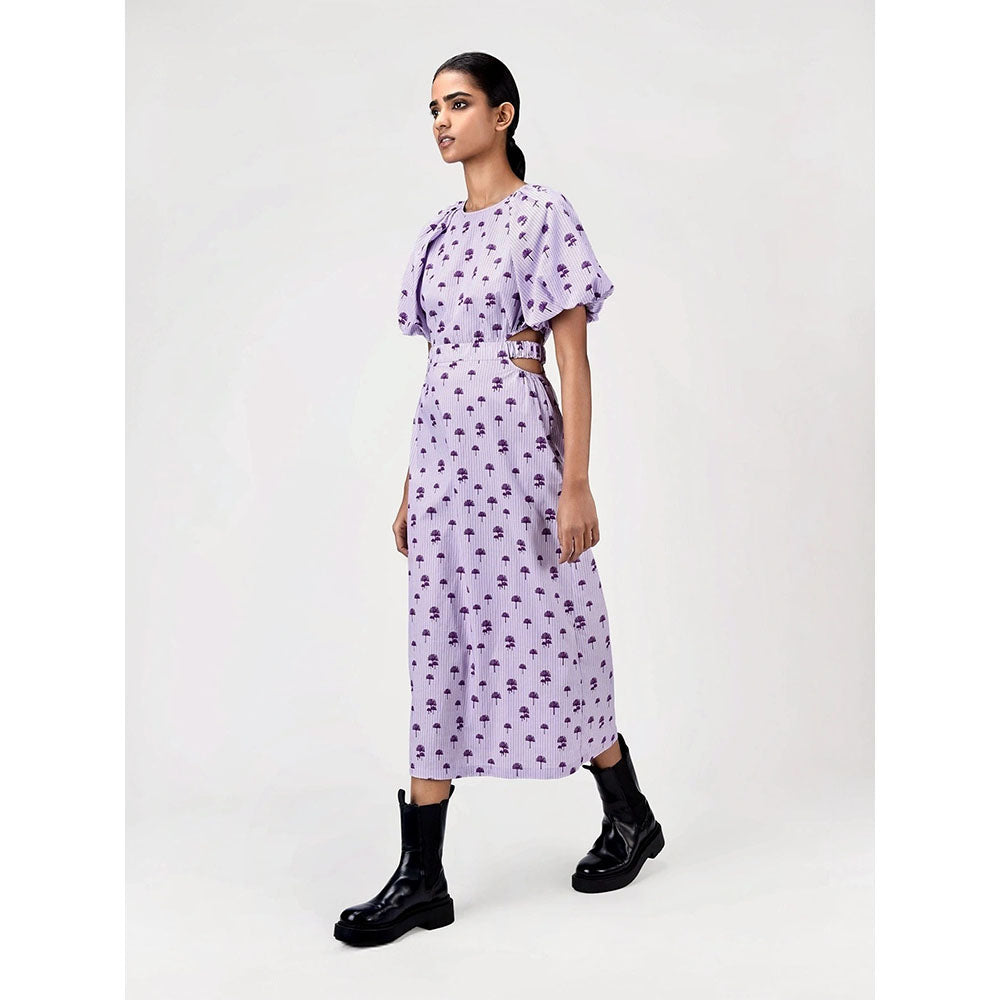 Genes Lecoanet Hemant Women's Purple Printed Midi Length Dress