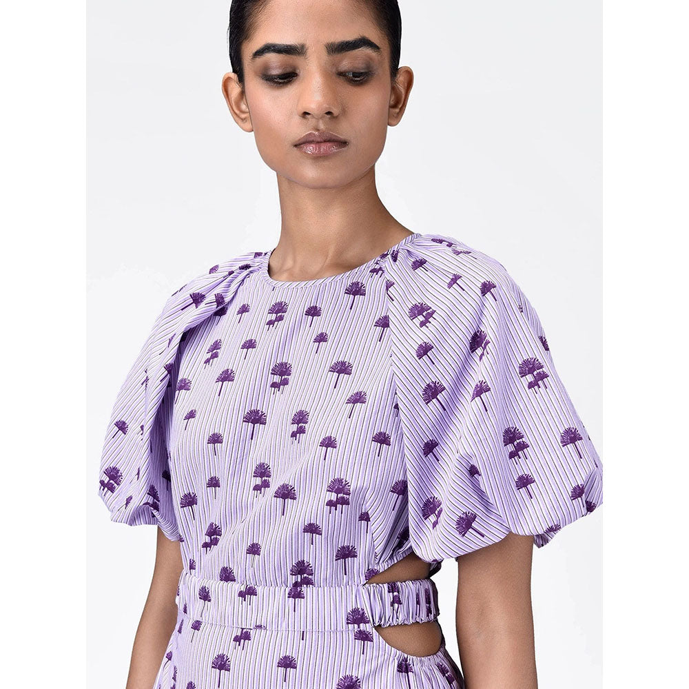 Genes Lecoanet Hemant Women's Purple Printed Midi Length Dress