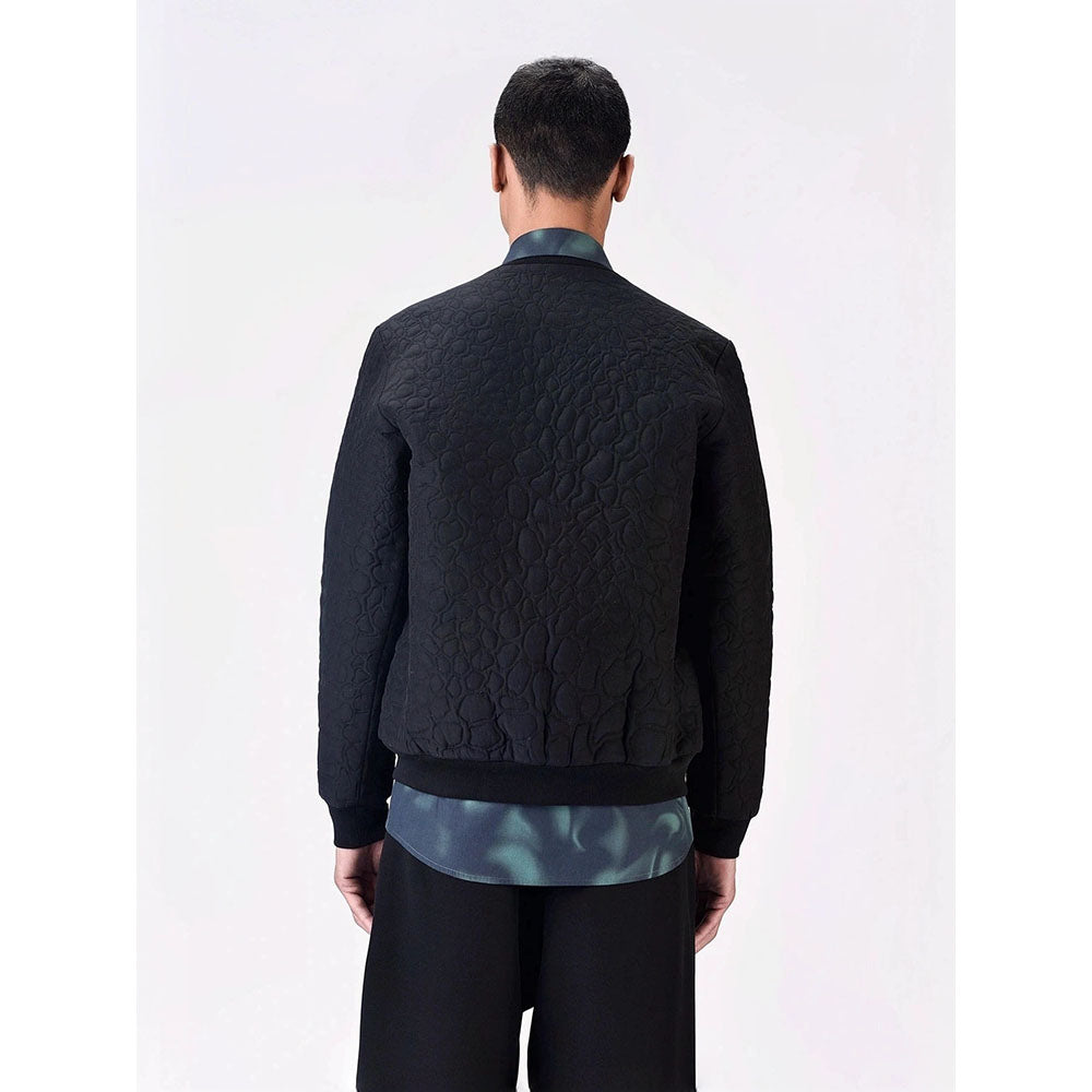 Genes Lecoanet Hemant Men Black Silk Open Front Bomber Jacket