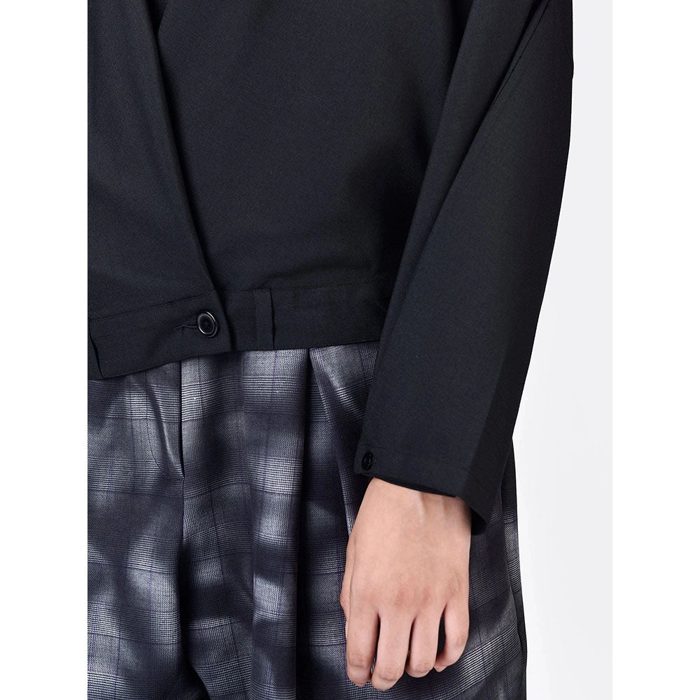 Genes Lecoanet Hemant Women Black Woollen Blend Hooded Solid Regular Hoodie