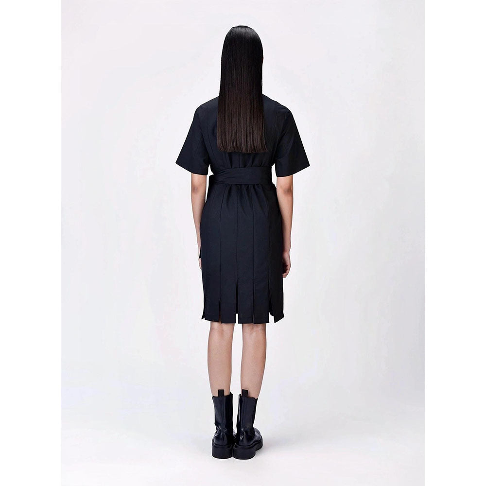 Genes Lecoanet Hemant Women Wool Blend Round Neck Embellished Dress with Belt (Set of 2)