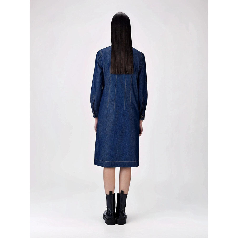 Genes Lecoanet Hemant Women Cotton Collar Neck Solid Full Sleeves Shirt Dress