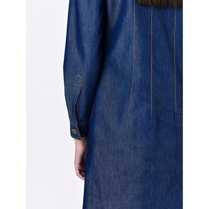 Genes Lecoanet Hemant Women Cotton Collar Neck Solid Full Sleeves Shirt Dress