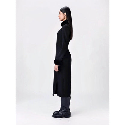 Genes Lecoanet Hemant Women Polyester Crepe Turtle Neck Solid Dress