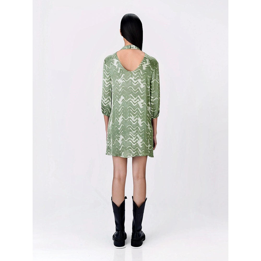 Genes Lecoanet Hemant Women Viscose Tie-Up Neck A-Line Dress