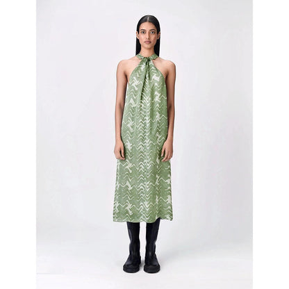 Genes Lecoanet Hemant Women Viscose Halter Neck Sleeveless Dress