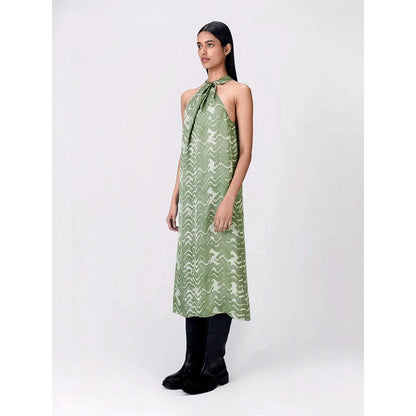 Genes Lecoanet Hemant Women Viscose Halter Neck Sleeveless Dress