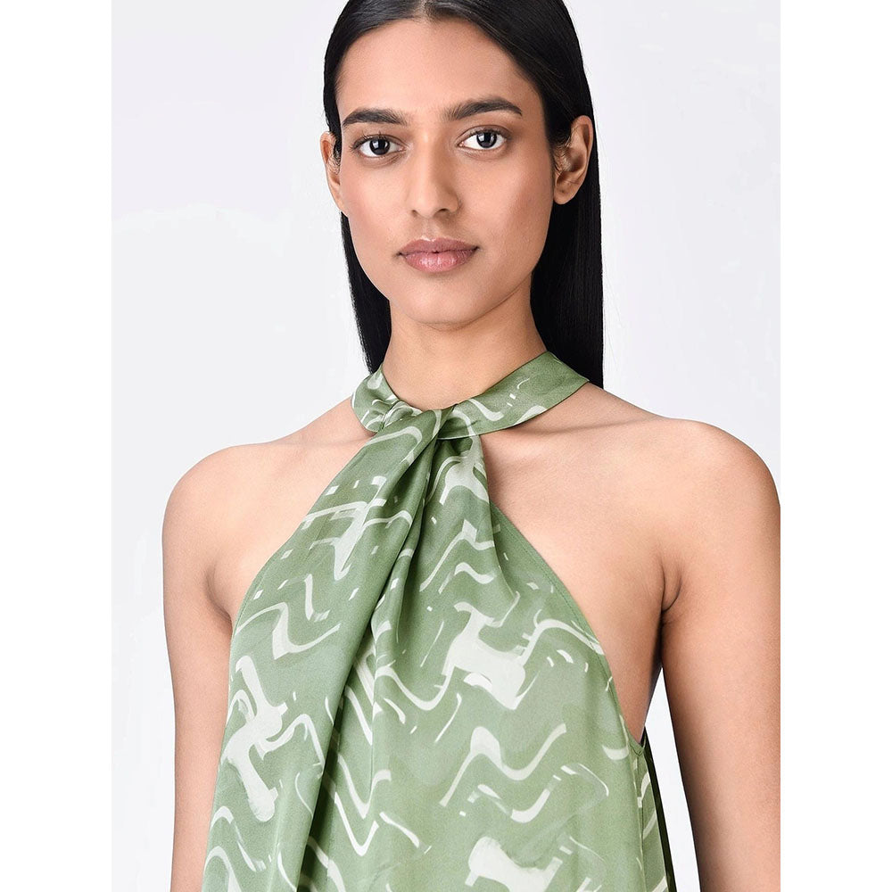 Genes Lecoanet Hemant Women Viscose Halter Neck Sleeveless Dress