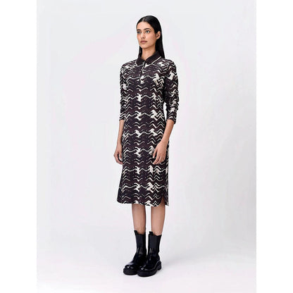 Genes Lecoanet Hemant Women Collar Neck Abstract Print Dress