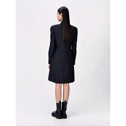Genes Lecoanet Hemant Women Wool Blend Collar Neck Embellished Shirt Dress