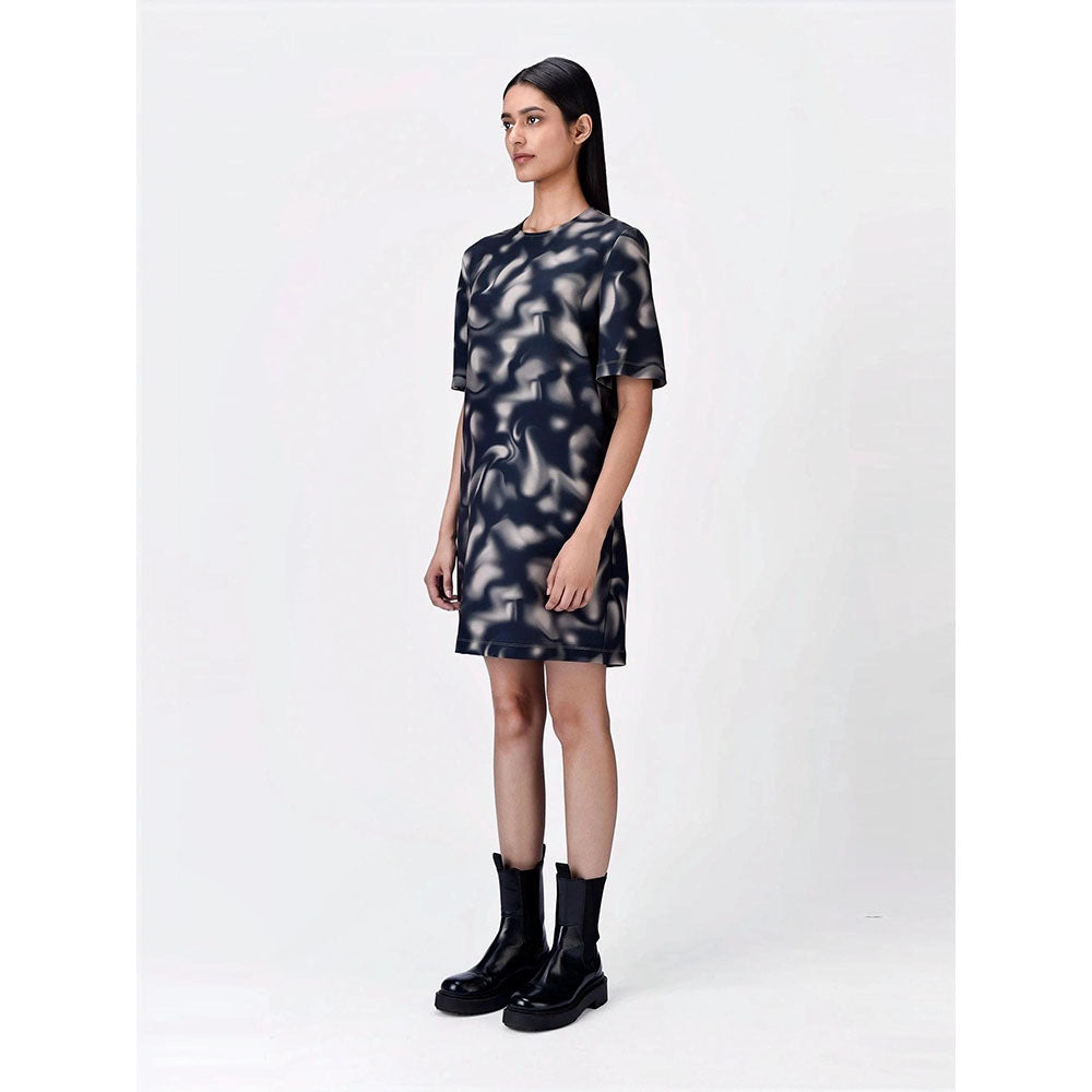 Genes Lecoanet Hemant Women Polyester Crepe Round Neck Dress