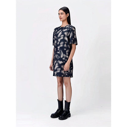 Genes Lecoanet Hemant Women Polyester Crepe Round Neck Dress