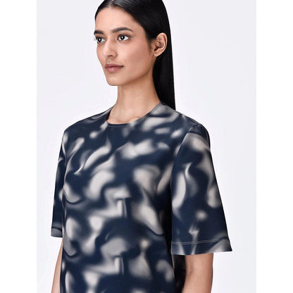 Genes Lecoanet Hemant Women Polyester Crepe Round Neck Dress