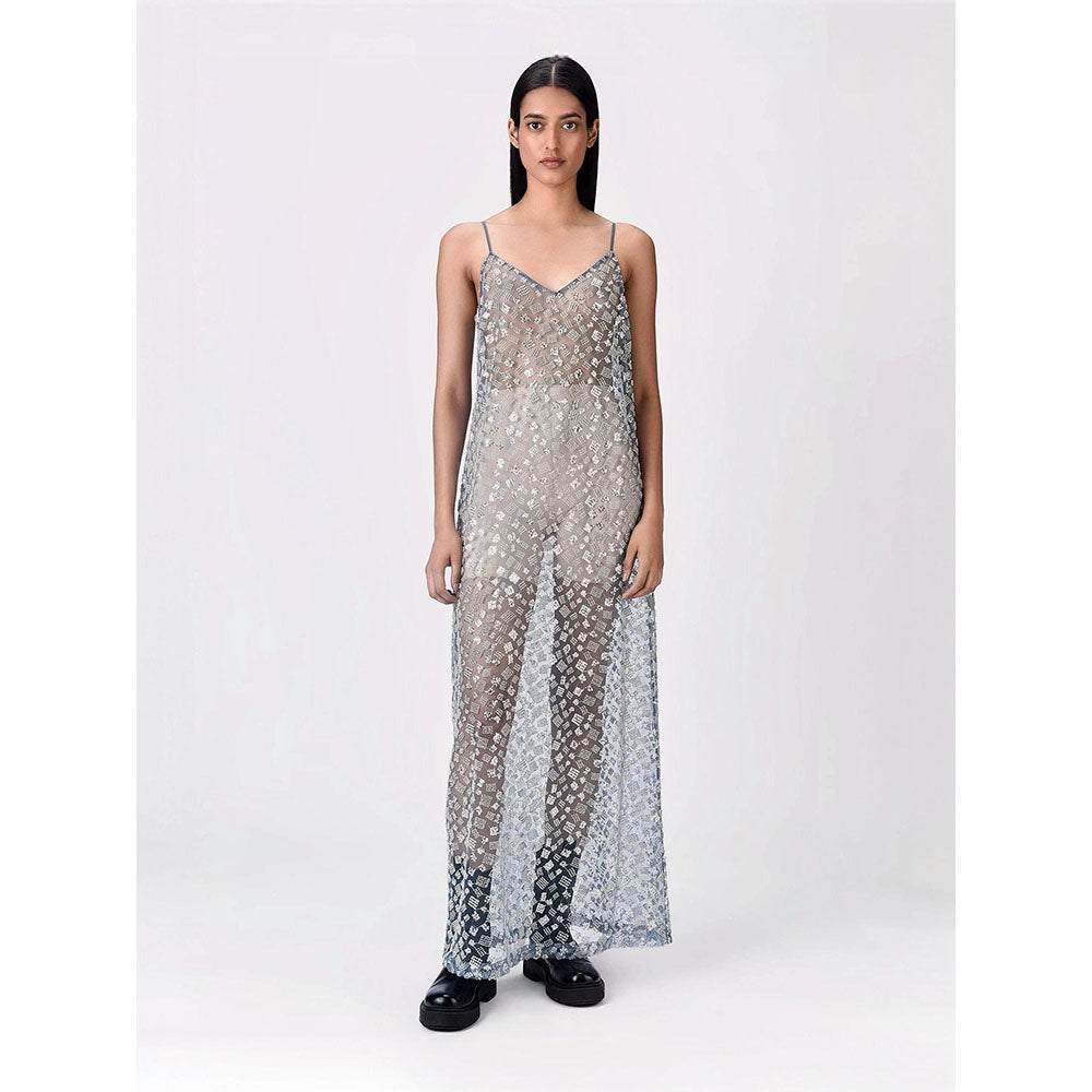 Genes Lecoanet Hemant Women Cotton V-Neck Embellished Sleeveless Maxi Dress