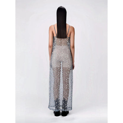 Genes Lecoanet Hemant Women Cotton V-Neck Embellished Sleeveless Maxi Dress