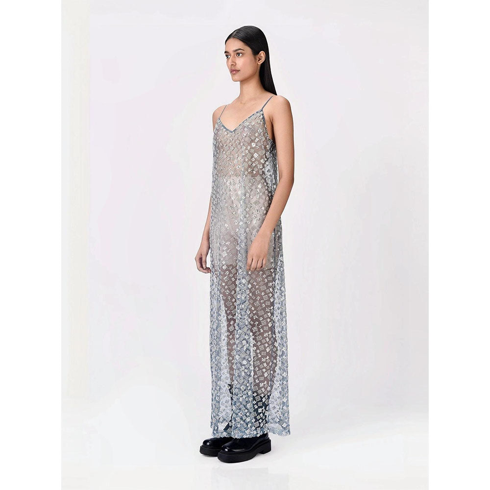 Genes Lecoanet Hemant Women Cotton V-Neck Embellished Sleeveless Maxi Dress