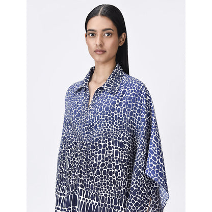 Genes Lecoanet Hemant Women's Collar Neck Printed Shirt Dress