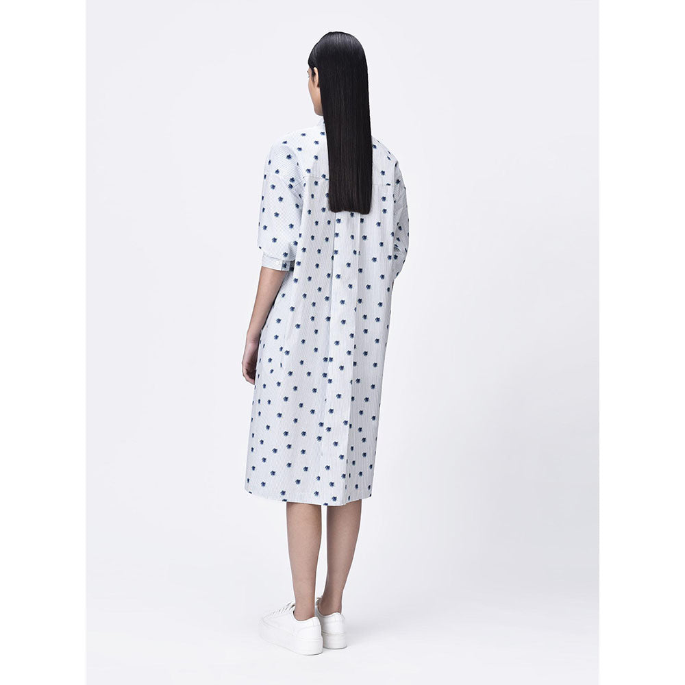 Genes Lecoanet Hemant Women's Grey Cotton Stripes Shirt Dress