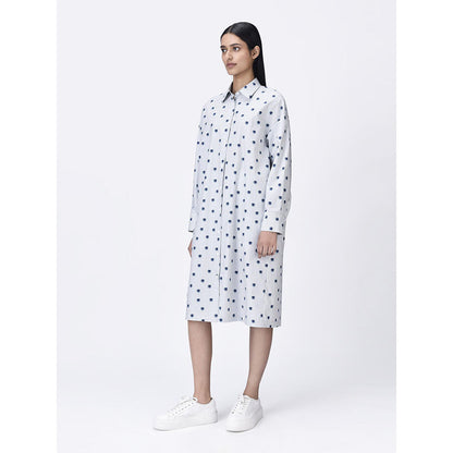 Genes Lecoanet Hemant Women's Grey Cotton Stripes Shirt Dress