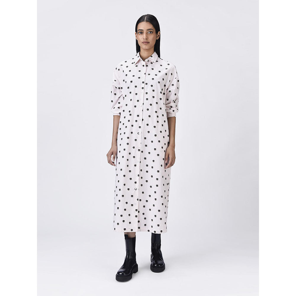 Genes Lecoanet Hemant Women's Button Closure White A-Line Dress
