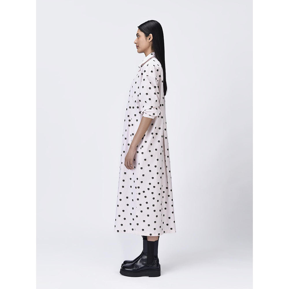 Genes Lecoanet Hemant Women's Button Closure White A-Line Dress