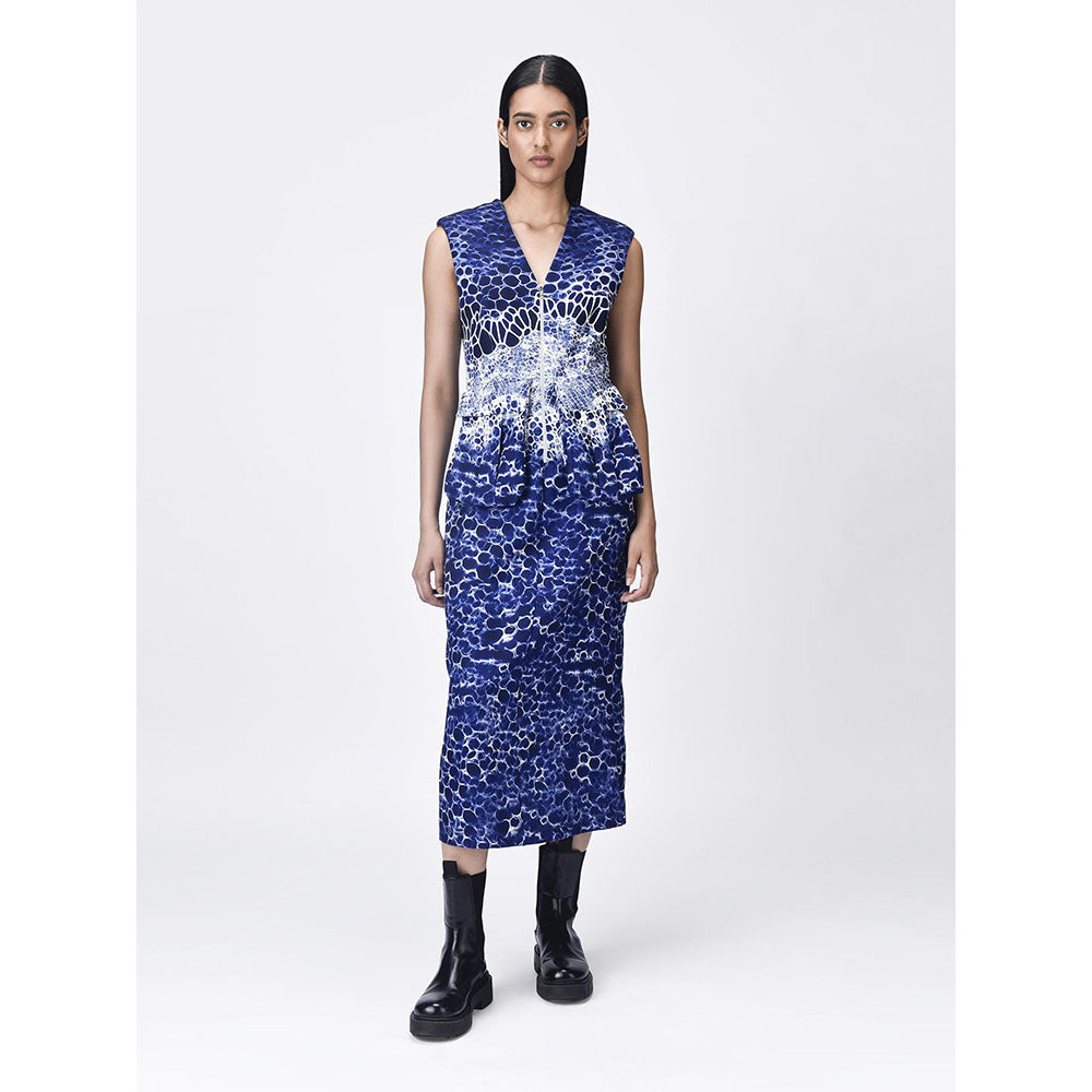 Genes Lecoanet Hemant Women's Sleeveless V Neck Textured A-Line Dress