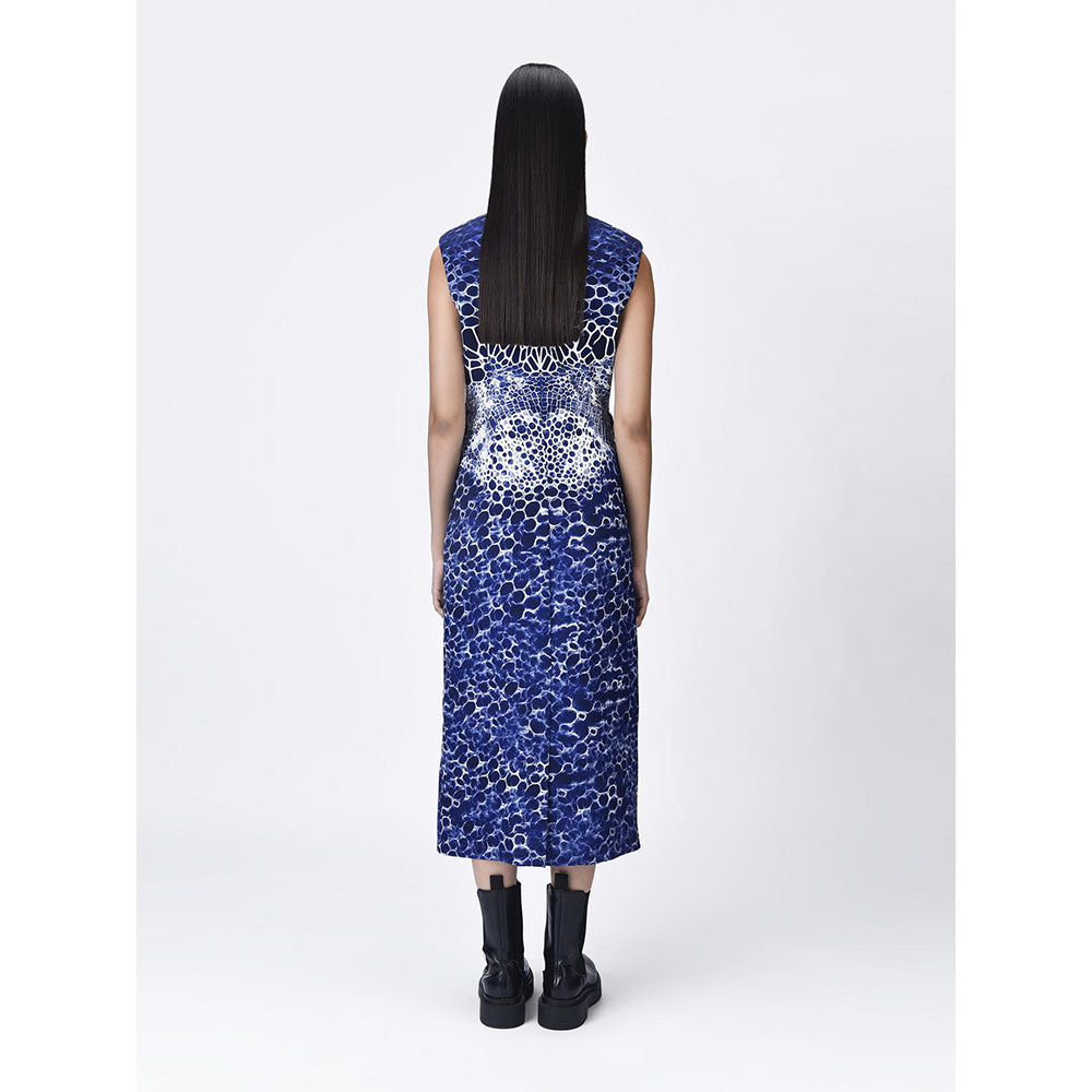 Genes Lecoanet Hemant Women's Sleeveless V Neck Textured A-Line Dress