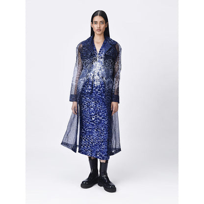 Genes Lecoanet Hemant Women's Sleeveless V Neck Textured A-Line Dress