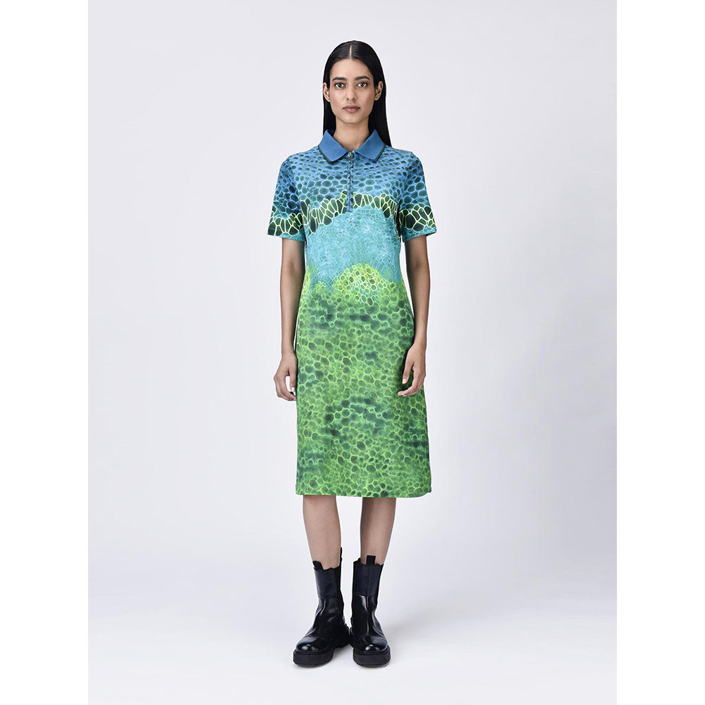 Genes Lecoanet Hemant Women's Zipper Placket Printed A-Line Dress