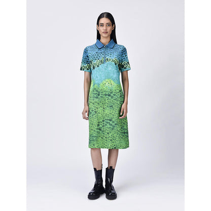 Genes Lecoanet Hemant Women's Zipper Placket Printed A-Line Dress