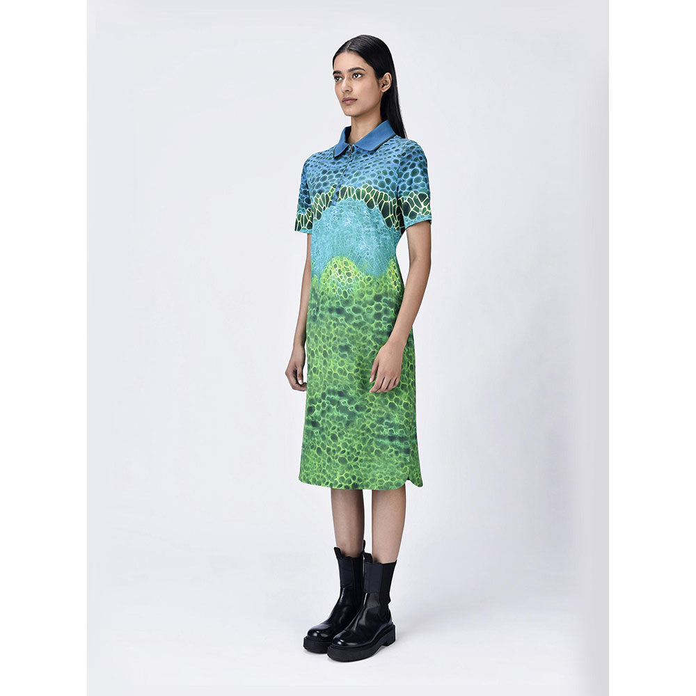 Genes Lecoanet Hemant Women's Zipper Placket Printed A-Line Dress