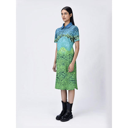 Genes Lecoanet Hemant Women's Zipper Placket Printed A-Line Dress