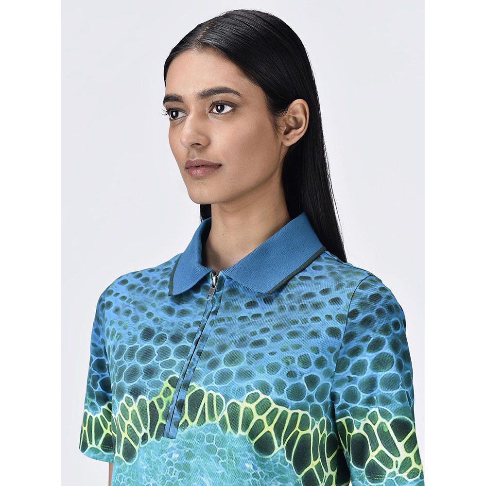 Genes Lecoanet Hemant Women's Zipper Placket Printed A-Line Dress