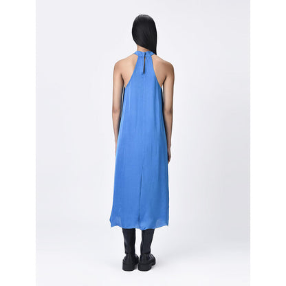 Genes Lecoanet Hemant Women's Halter Neck Blue A-Line Dress