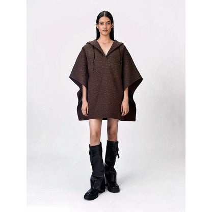 Genes Lecoanet Hemant Women's Cotton Hooded Embroidered Self Design Kimono Sleeves Top