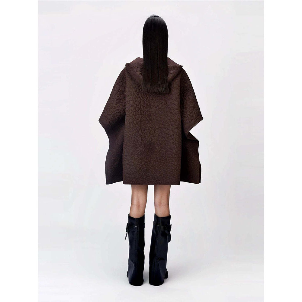 Genes Lecoanet Hemant Women's Cotton Hooded Embroidered Self Design Kimono Sleeves Top