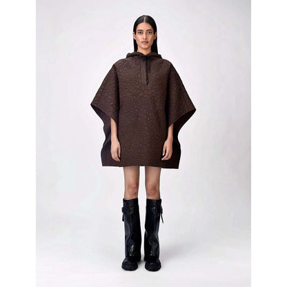 Genes Lecoanet Hemant Women's Cotton Hooded Embroidered Self Design Kimono Sleeves Top