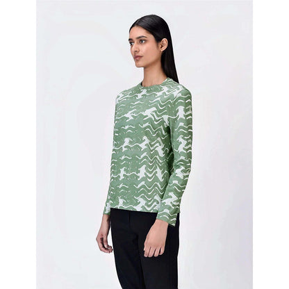 Genes Lecoanet Hemant Women's Jersey Round Neck Printed Full Sleeves T-shirt