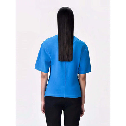 Genes Lecoanet Hemant Women's Round Neck Solid Half Sleeves Regular Top