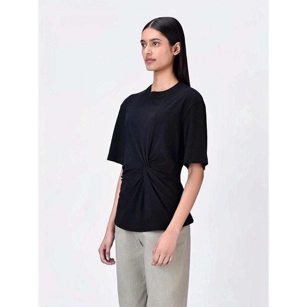 Genes Lecoanet Hemant Women's Cotton Round Neck Solid Half Sleeves Regular Top