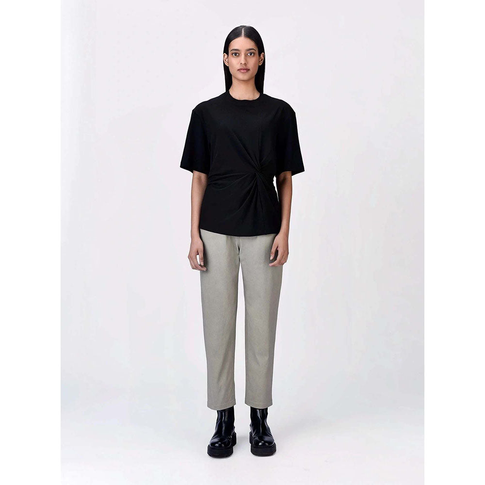 Genes Lecoanet Hemant Women's Cotton Round Neck Solid Half Sleeves Regular Top