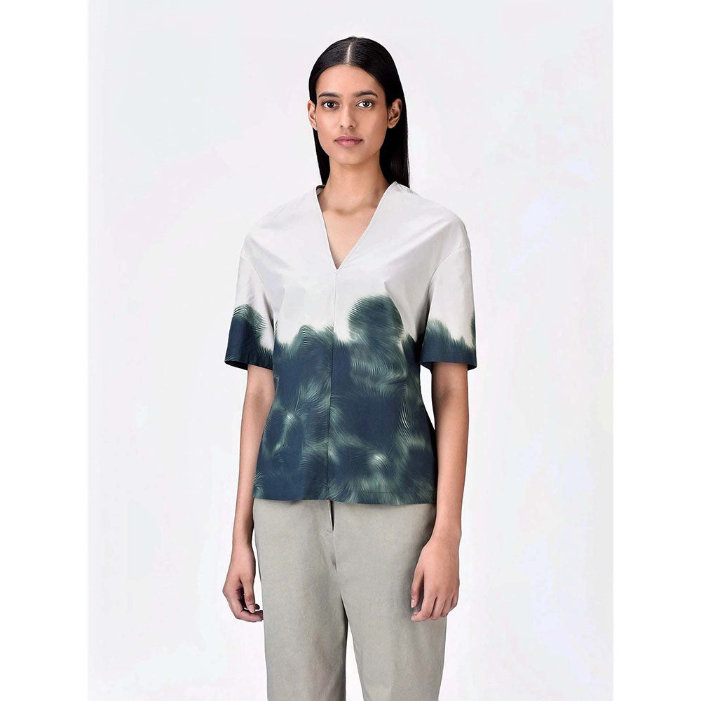 Genes Lecoanet Hemant Women's Cotton V-Neck Printed Half Sleeves Top