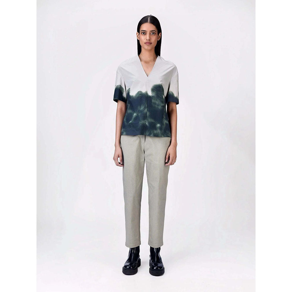 Genes Lecoanet Hemant Women's Cotton V-Neck Printed Half Sleeves Top