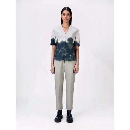 Genes Lecoanet Hemant Women's Cotton V-Neck Printed Half Sleeves Top