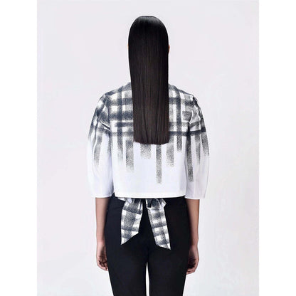 Genes Lecoanet Hemant Women's Round Neck Checks Printed Puff Sleeves T-shirt