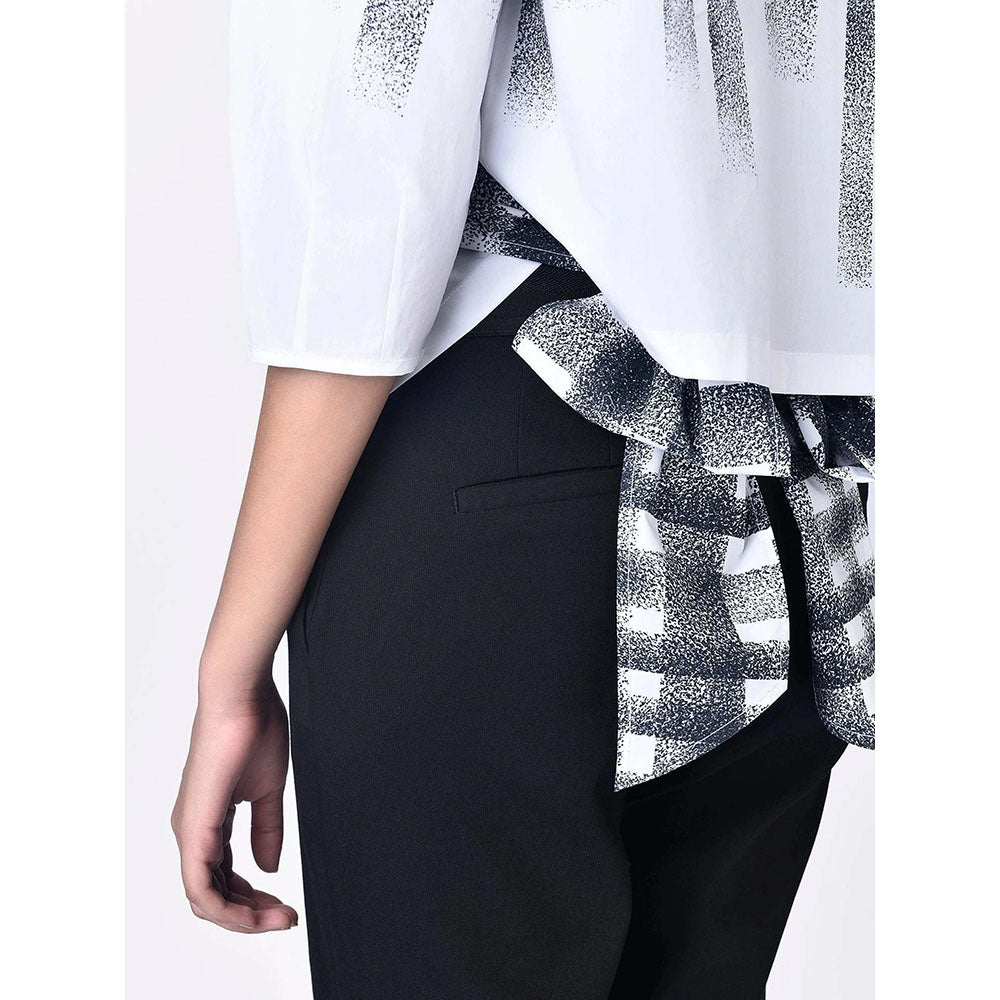 Genes Lecoanet Hemant Women's Round Neck Checks Printed Puff Sleeves T-shirt