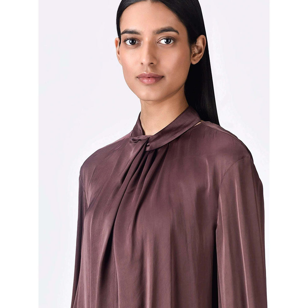 Genes Lecoanet Hemant Women's Viscose High Neck Solid Full Sleeves A-Line Top