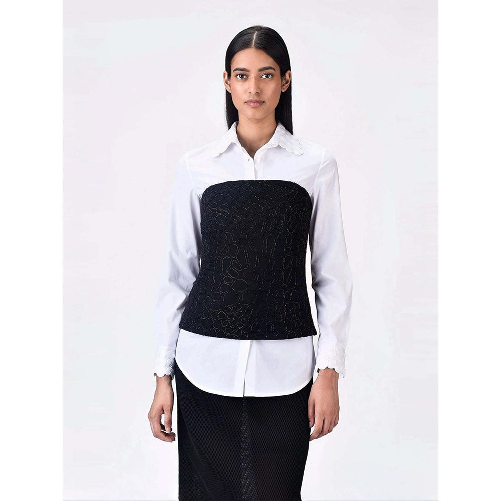 Genes Lecoanet Hemant Women's Polyester Crepe Embellished Solid Sleeveless Tube Top