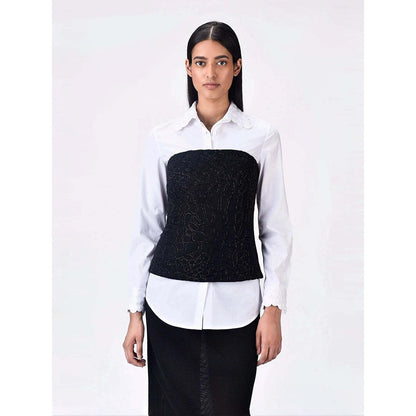 Genes Lecoanet Hemant Women's Polyester Crepe Embellished Solid Sleeveless Tube Top