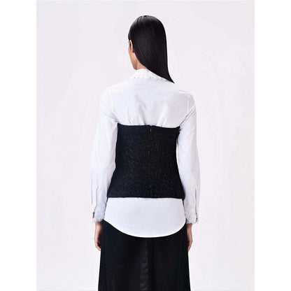 Genes Lecoanet Hemant Women's Polyester Crepe Embellished Solid Sleeveless Tube Top